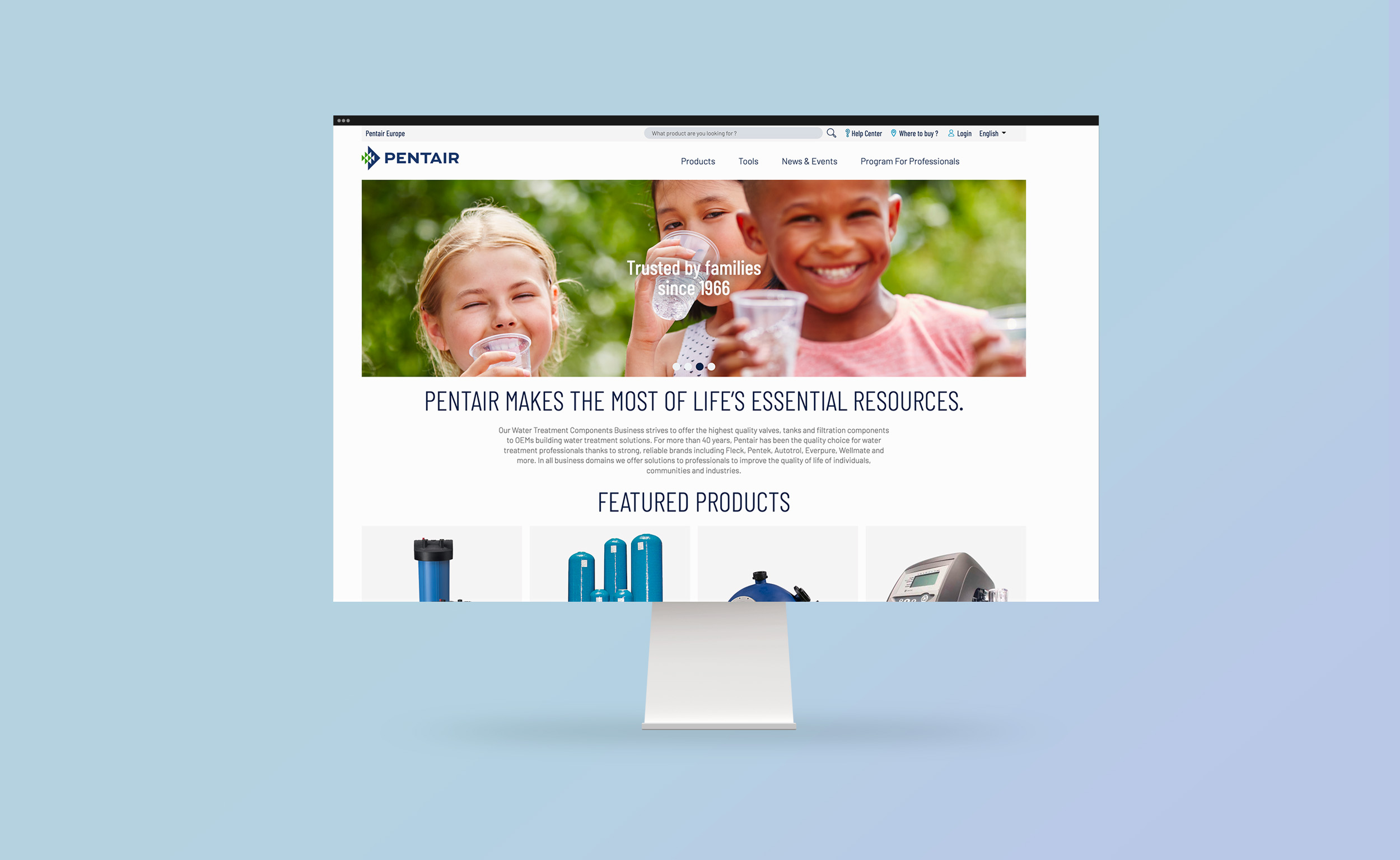 Pentair web design mockup site Pentair Components